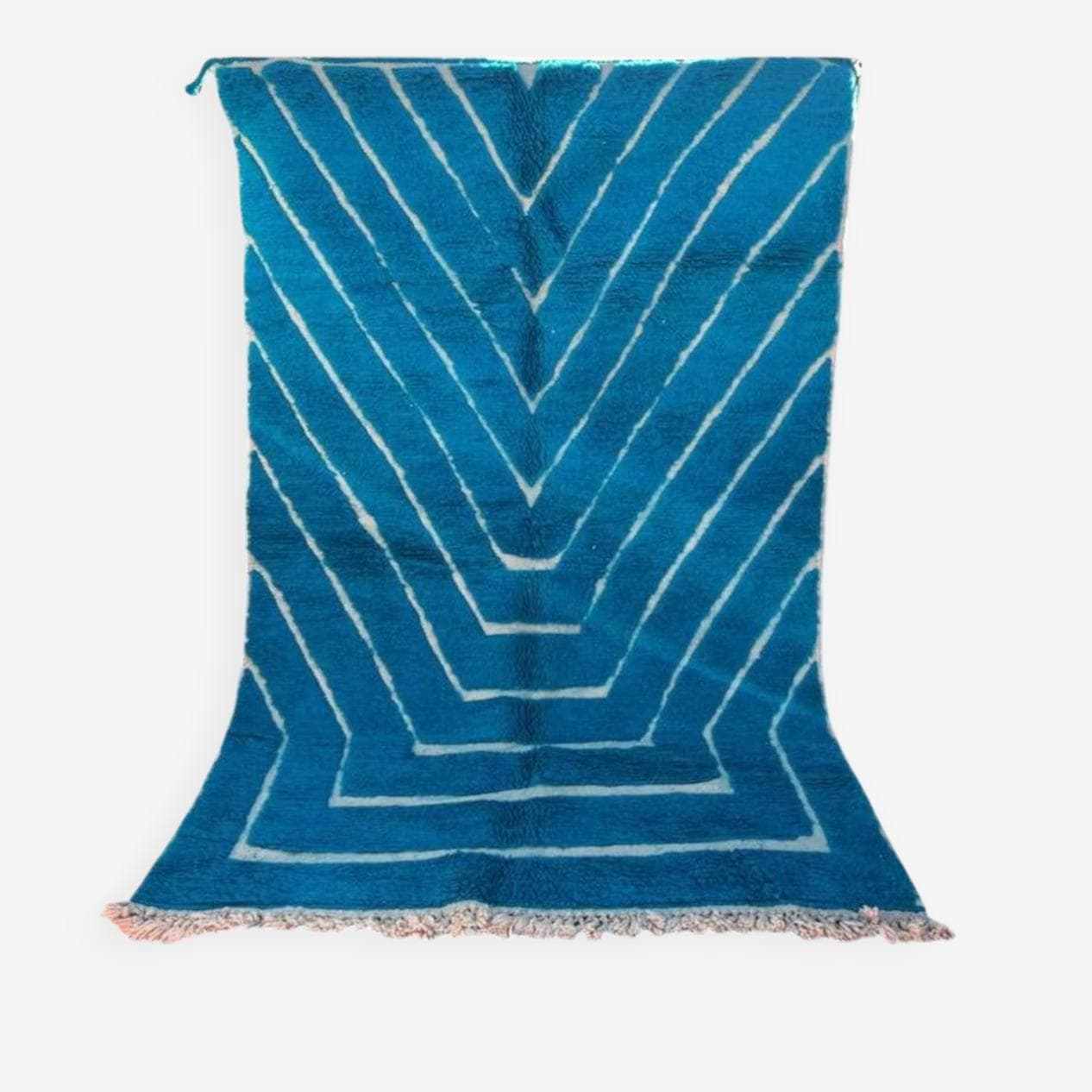 Ręcznie tkany dywan 250x150 cm, wełna, turkusowy, Maroko - 198487