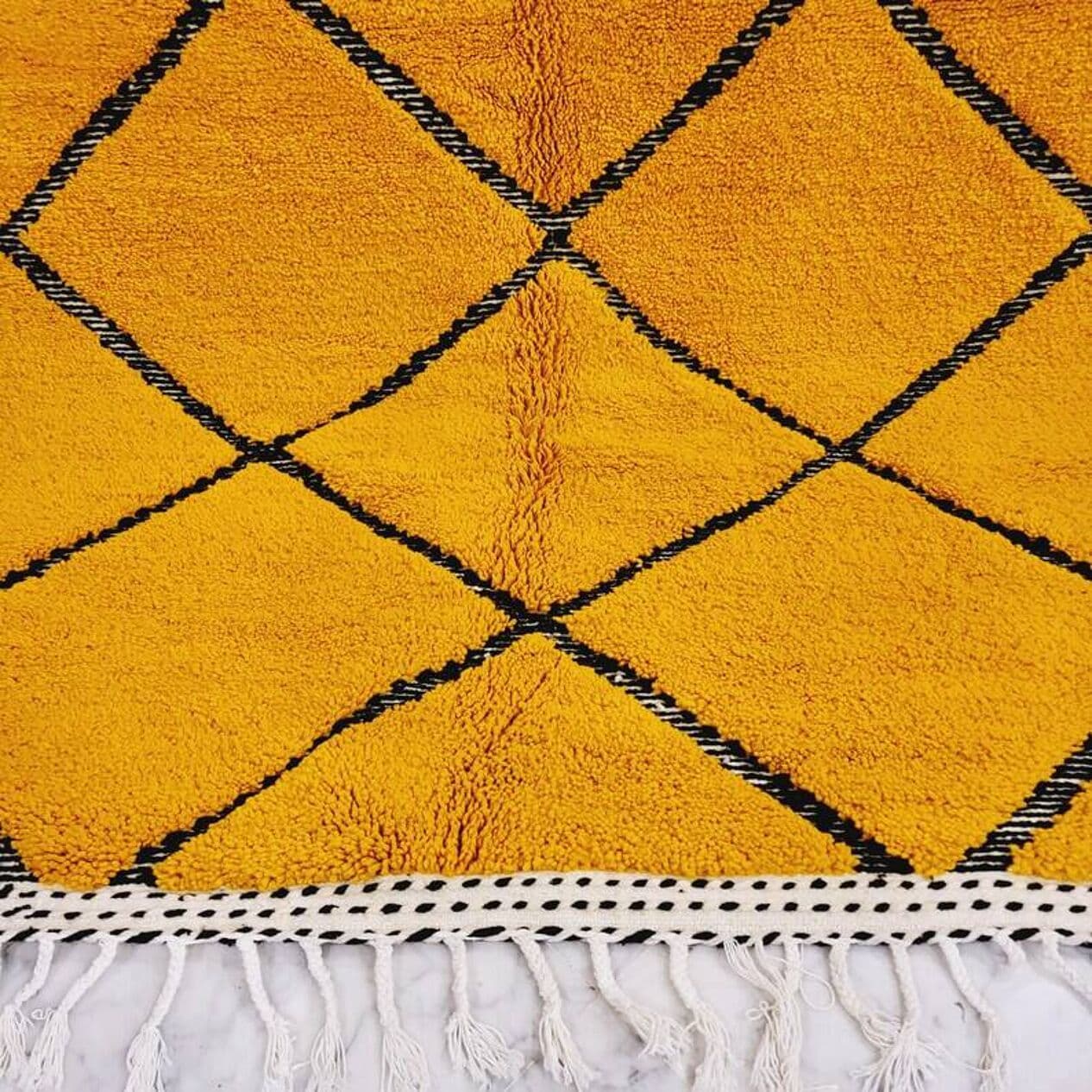 Ręcznie tkany dywan 250x150 cm, wełna, żółty, czarny, Maroko - 198451