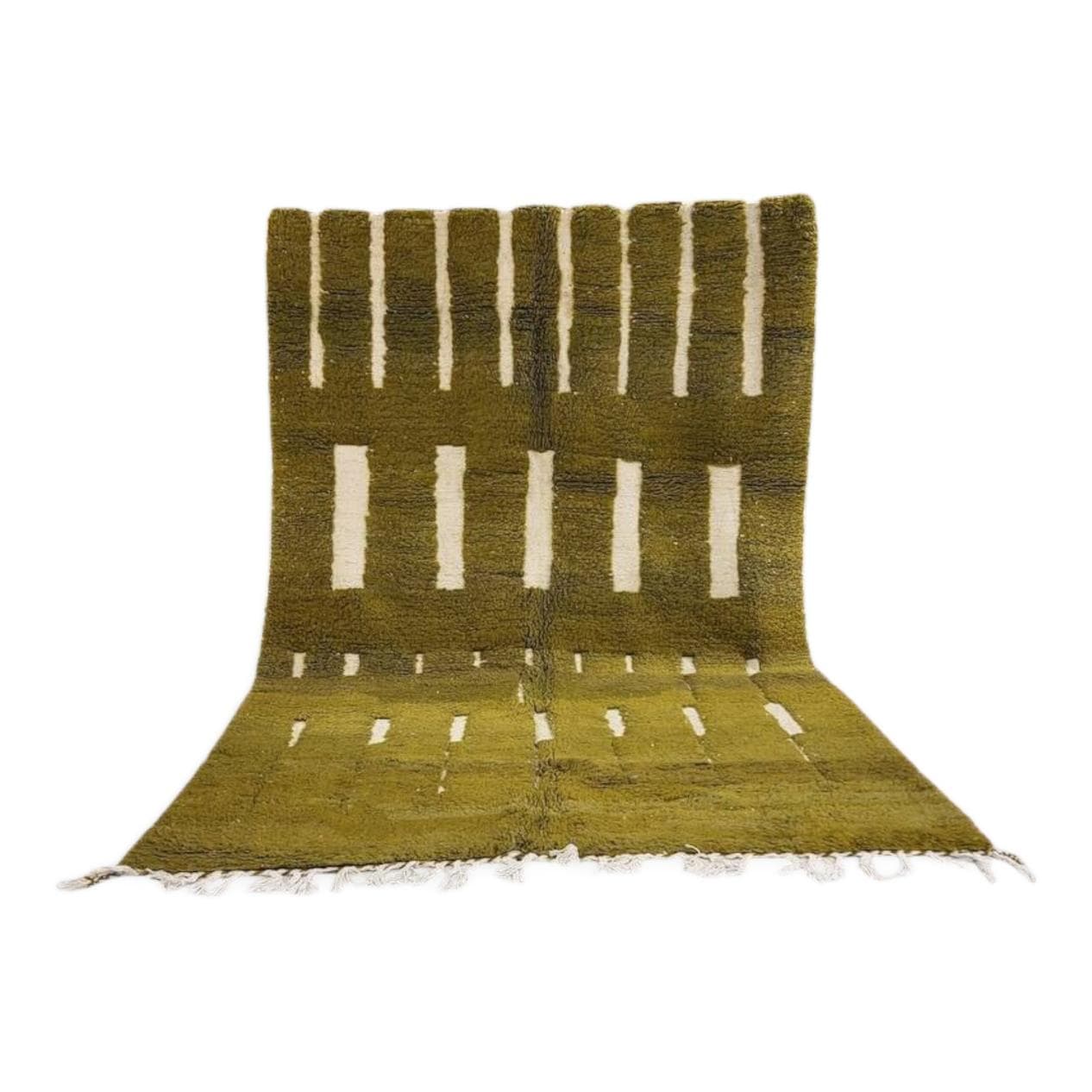 Ręcznie tkany dywan 250x150 cm, wełna, oliwkowy, Maroko