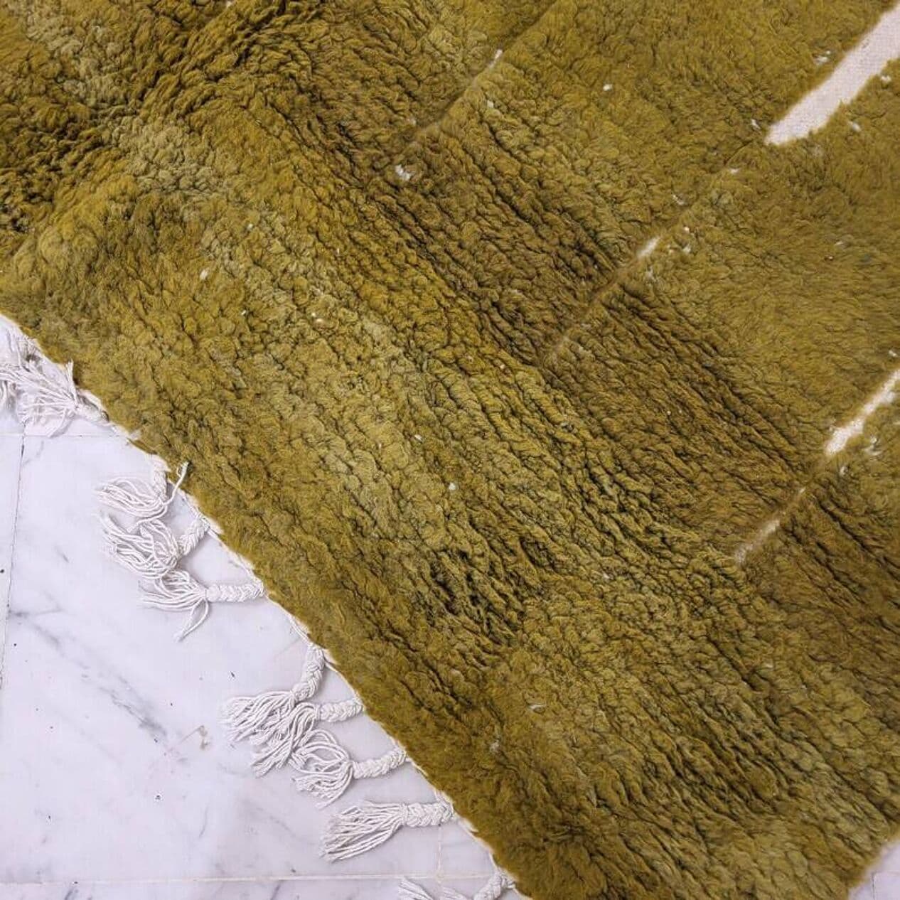 Ręcznie tkany dywan 250x150 cm, wełna, oliwkowy, Maroko - 198448