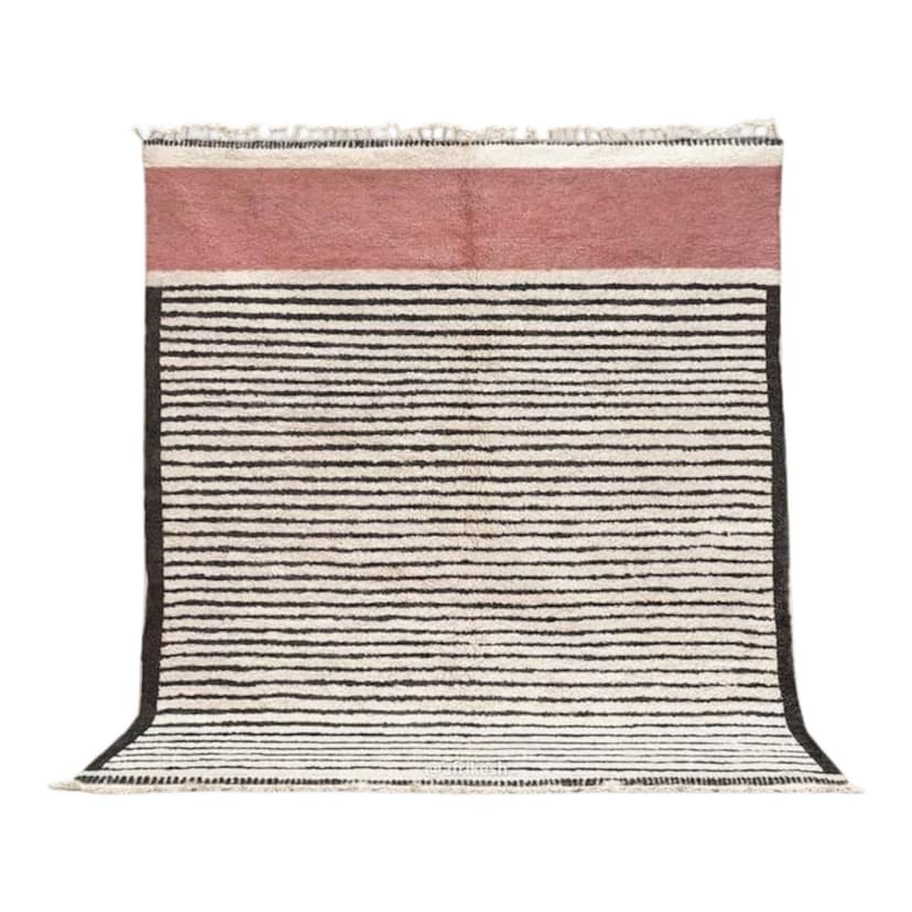 Ręcznie tkany dywan 250x150 cm, wełna, kość słoniowa, czarny, terakota, Maroko