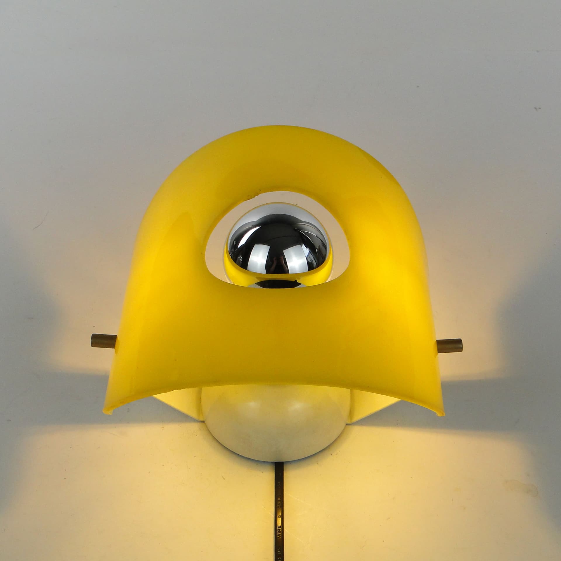 Wall sconce Space Age, yellow, plastic metal, Polam, Poland, 1960s. - 1412