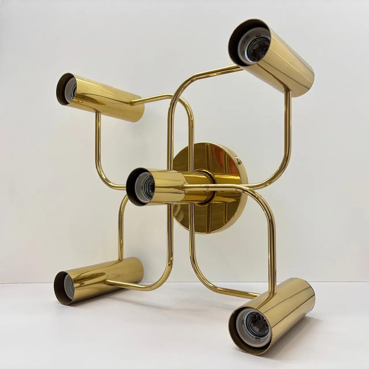 Wall sconce Leola, golden brass, by G. Sciolari, Germany, 1970s. - 14149