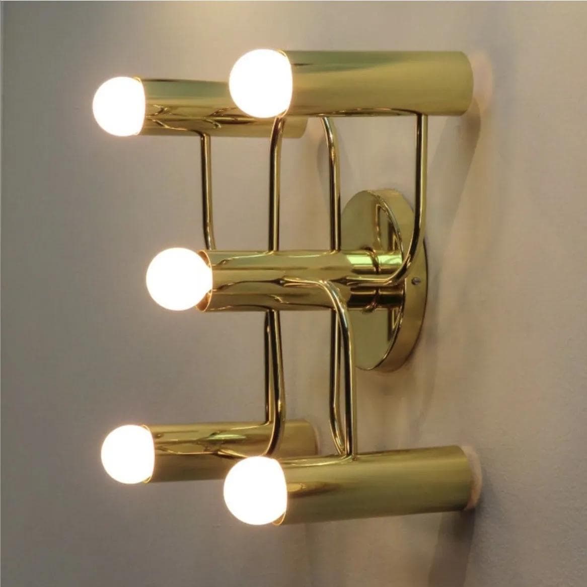 Wall sconce Leola, golden brass, by G. Sciolari, Germany, 1970s. - 14146