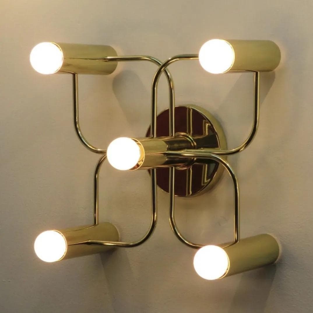 Wall sconce Leola, golden brass, by G. Sciolari, Germany, 1970s. - 14147