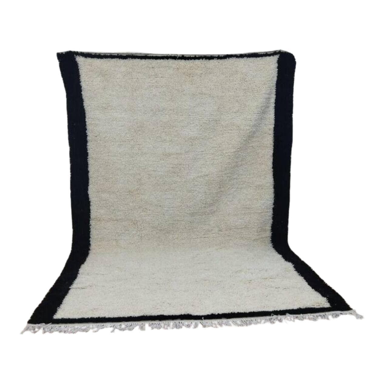 Ręcznie tkany dywan 250x150 cm, wełna, kość słoniowa, czarny, Maroko