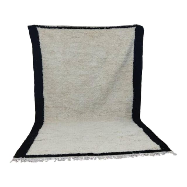 Ręcznie tkany dywan 250x150 cm, wełna, kość słoniowa, czarny, Maroko - WYMIARY