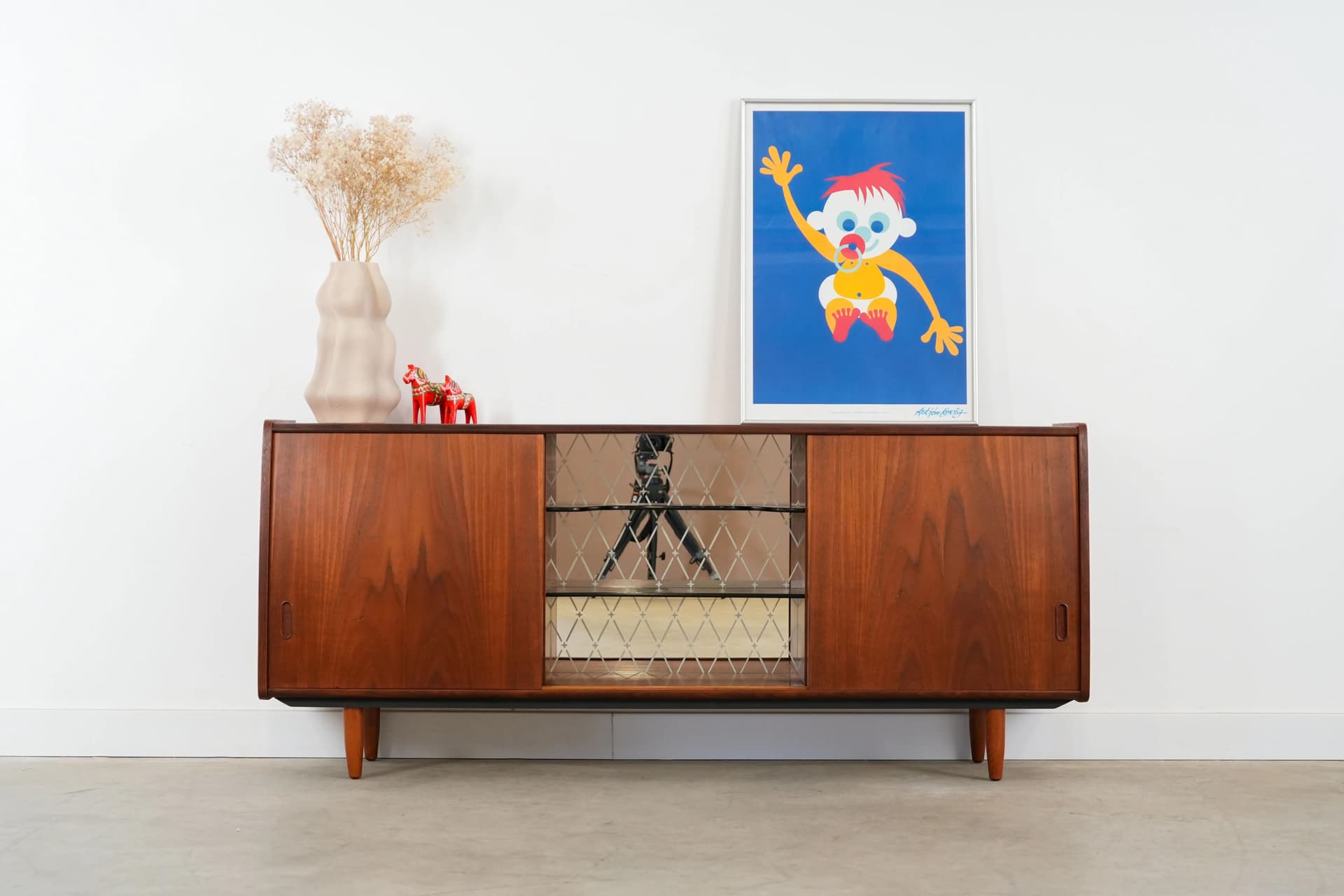 Sideboard, brown teak, Denmark, 1970s - 14369