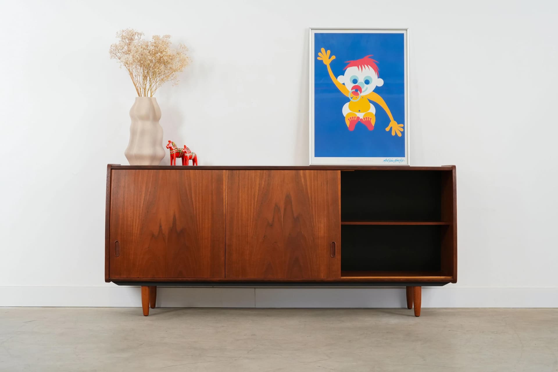 Sideboard, brown teak, Denmark, 1970s - 14371