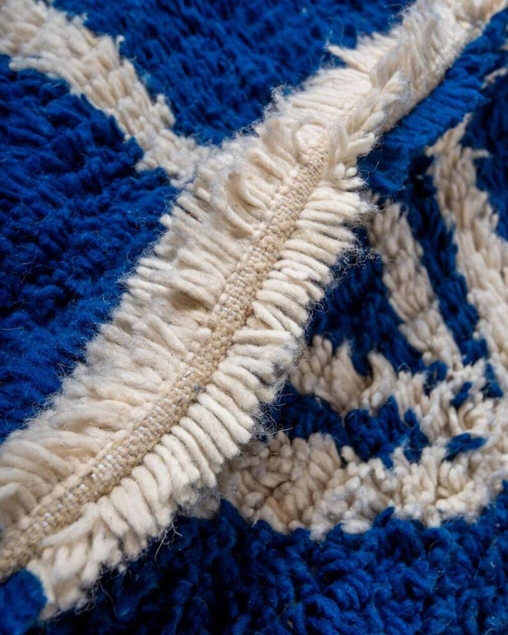 Ręcznie tkany dywan 250x150 cm, wełna, niebieski, biały, Maroko - 200387