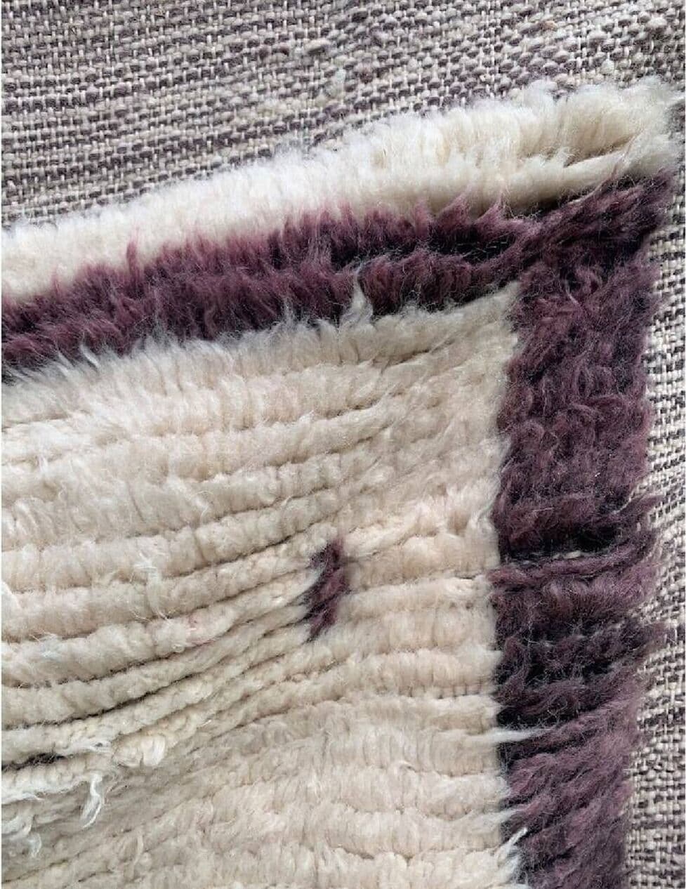 Ręcznie tkany dywan 250x150 cm, wełna, kremowy, szary, fioletowy, Maroko - 201062
