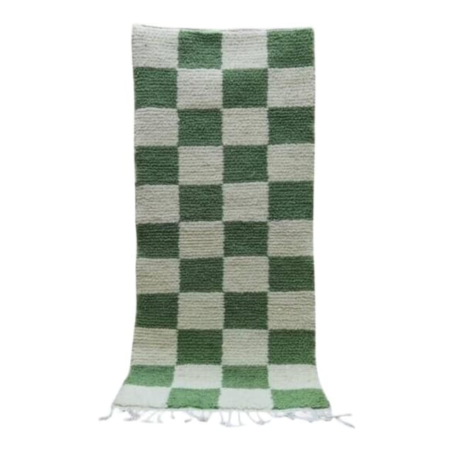 Handmade rug 300x90 cm, wool, green, white, Morocco - DIMENSION