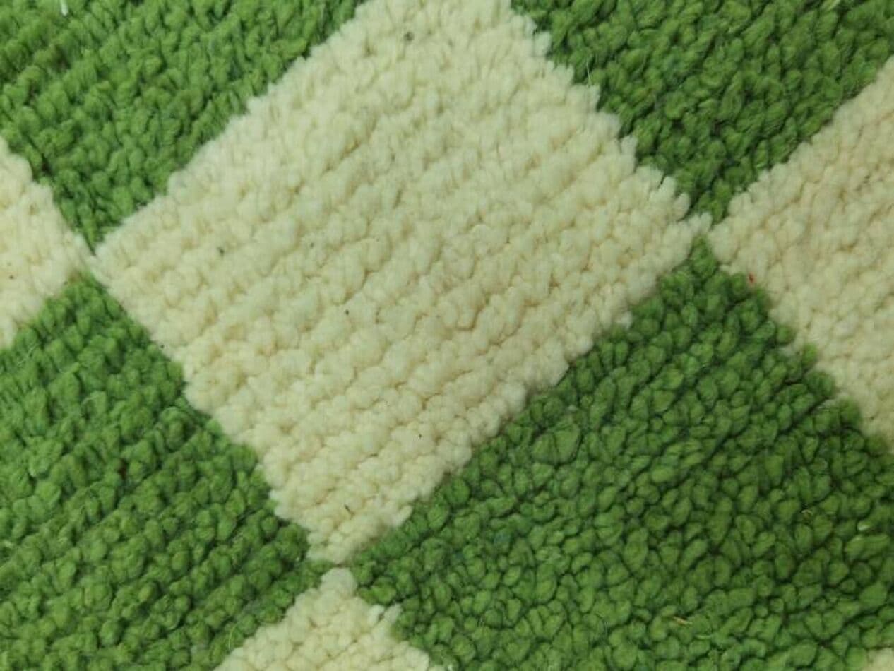 Handmade rug 300x90 cm, wool, green, white, Morocco - 201041