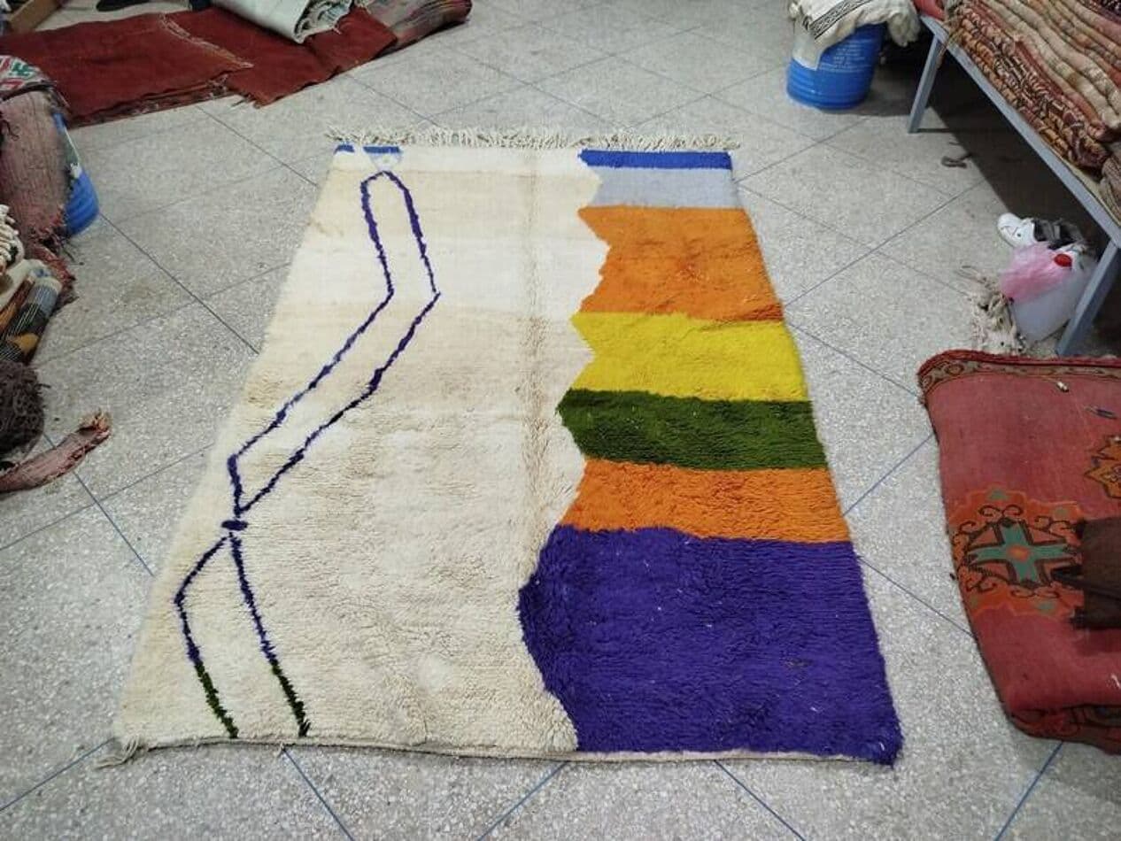 Ręcznie tkany dywan 250x150 cm, wełna, wielokolorowy, Maroko - 201028