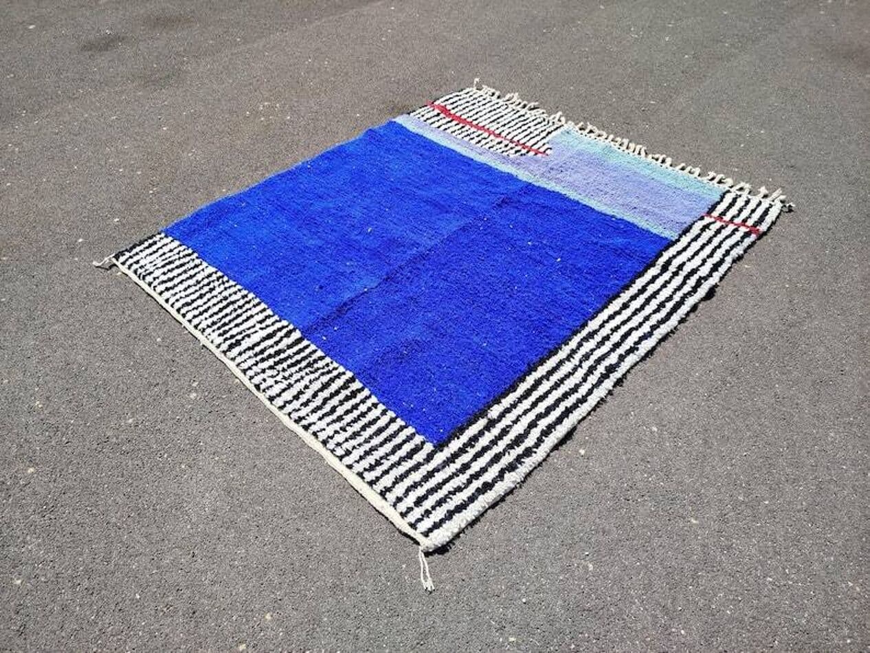 Ręcznie tkany dywan 200x300 cm, wełna, niebieski, Maroko - 201002