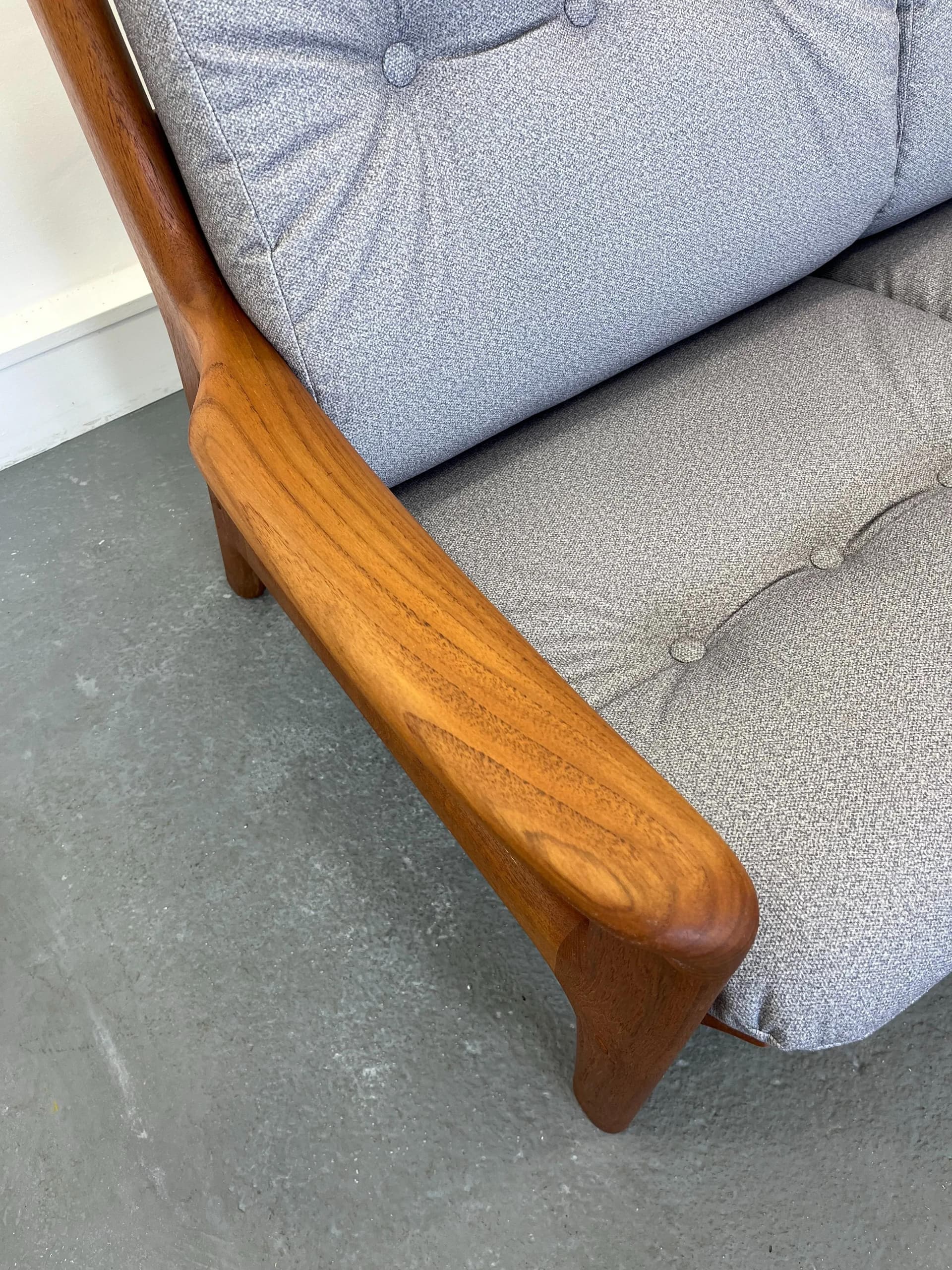 Sofa, jasnoniebieska, teak, proj. G. Thams, Dania, lata 60. - 14442