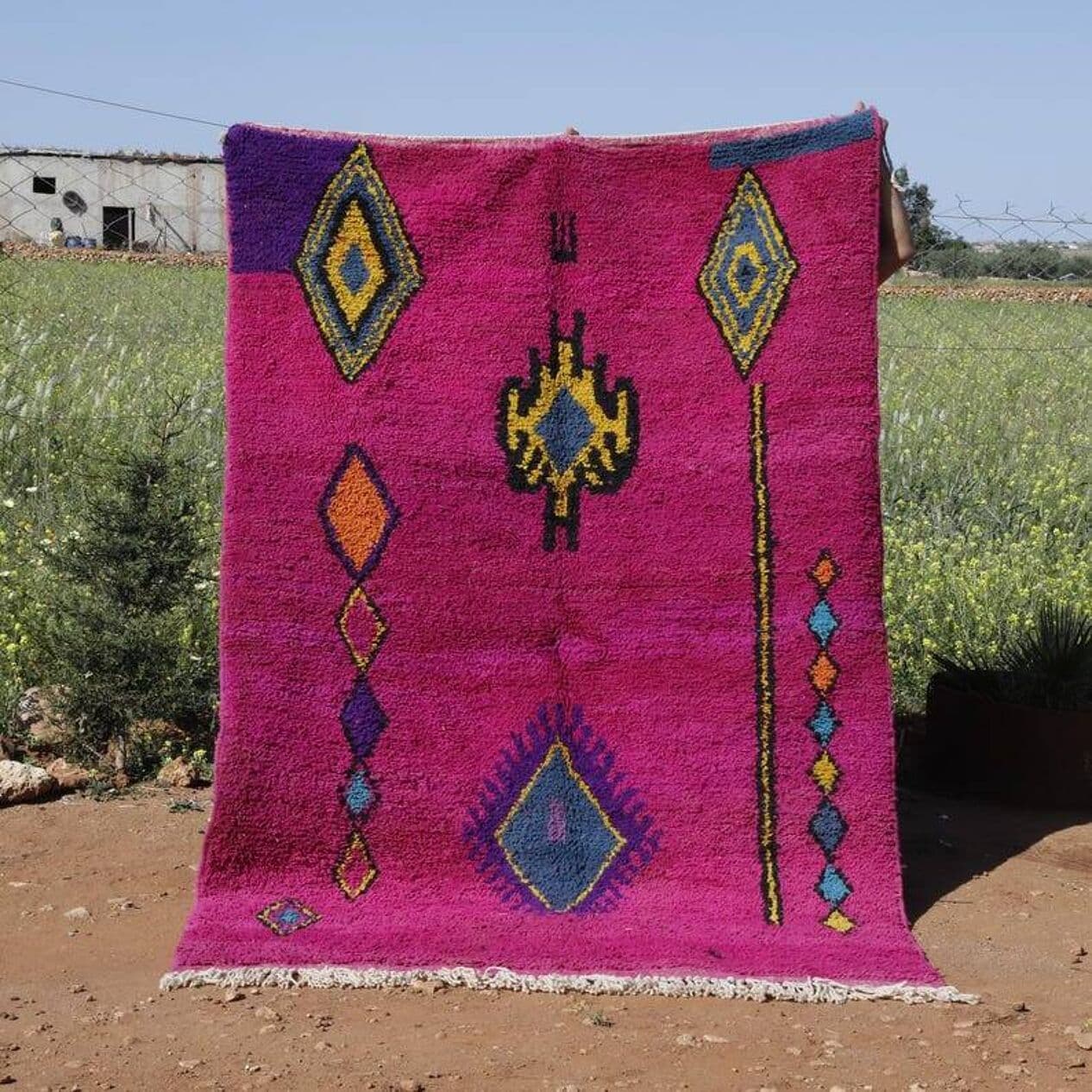 Ręcznie tkany dywan 250x150 cm, wełna, multikolor, Maroko - 200961