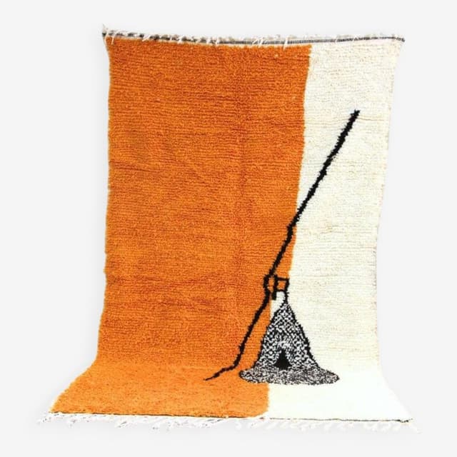 Ręcznie tkany dywan 250x150 cm, wełna, pomarańczowy, Maroko - WYMIARY