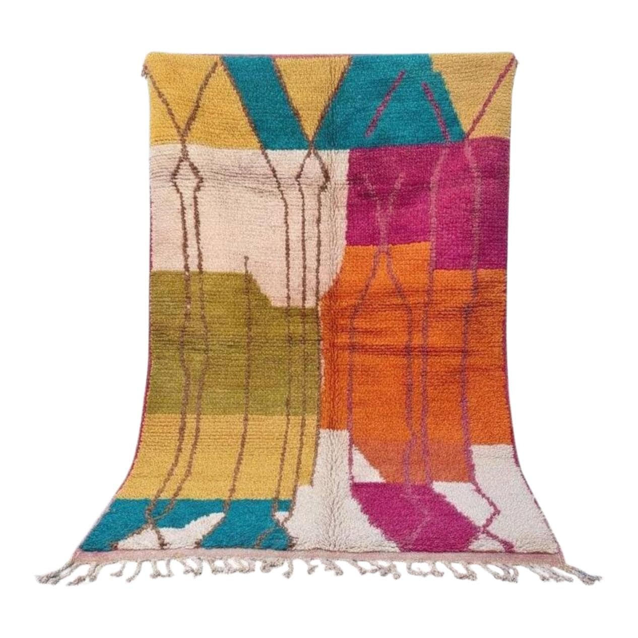 Ręcznie tkany dywan 250x150 cm, wełna, multikolor, Maroko