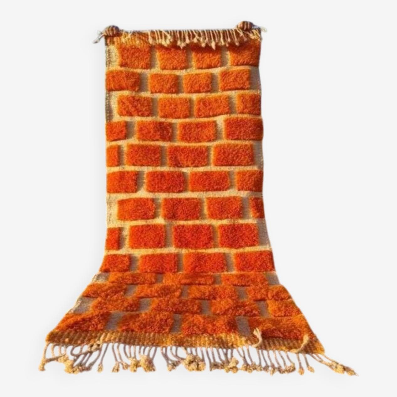 Handmade rug 300x90 cm, wool, orange, Morocco - 200892