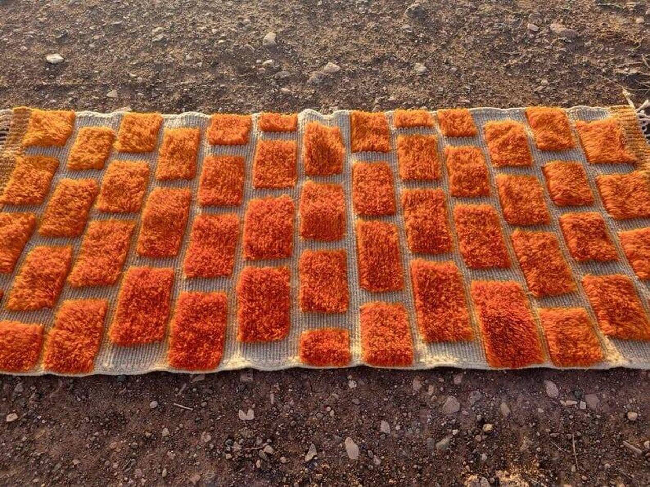 Handmade rug 300x90 cm, wool, orange, Morocco - 200895