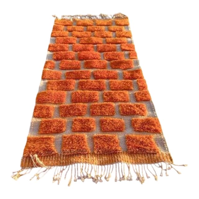 Handmade rug 300x90 cm, wool, orange, Morocco - DIMENSION