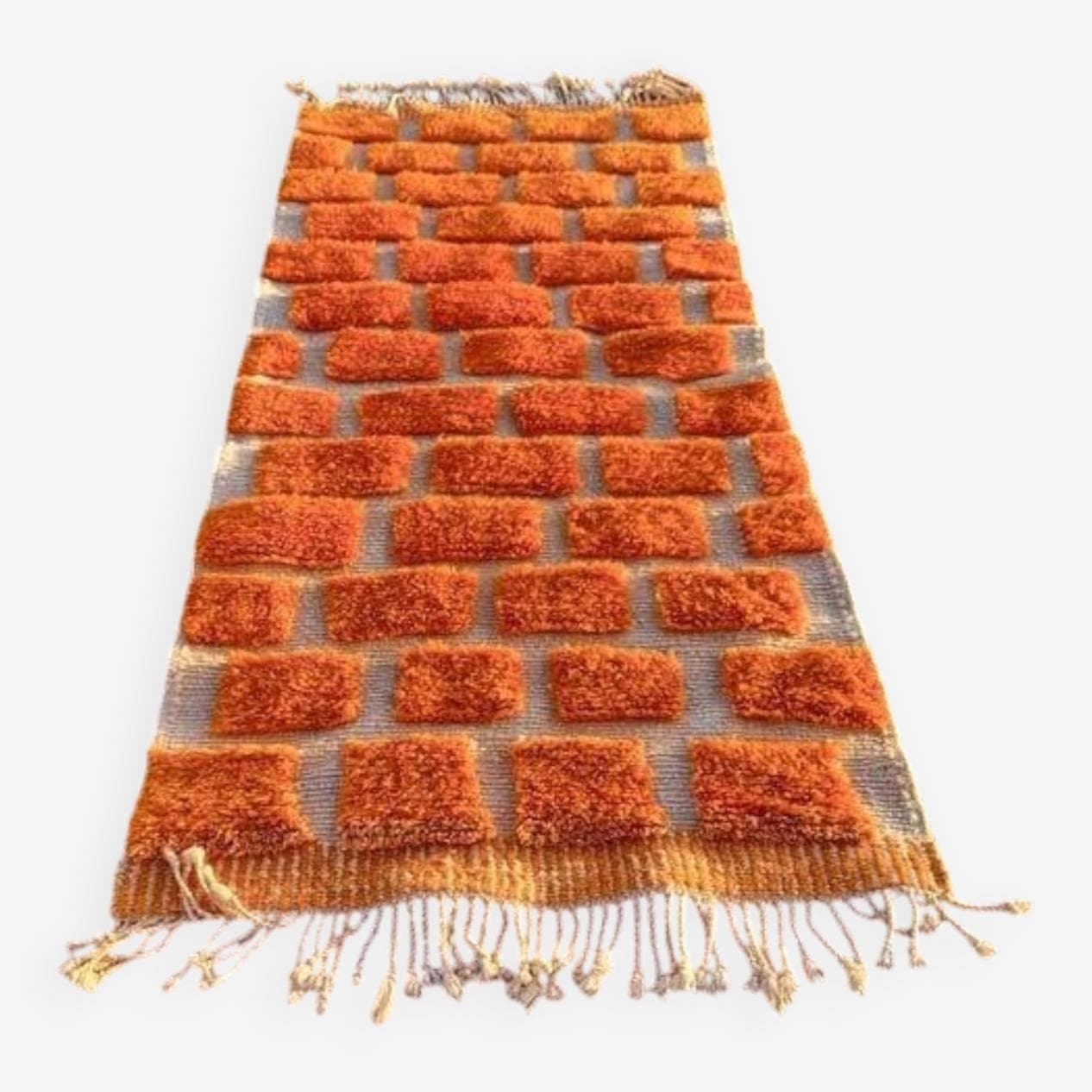 Handmade rug 300x90 cm, wool, orange, Morocco - 200891