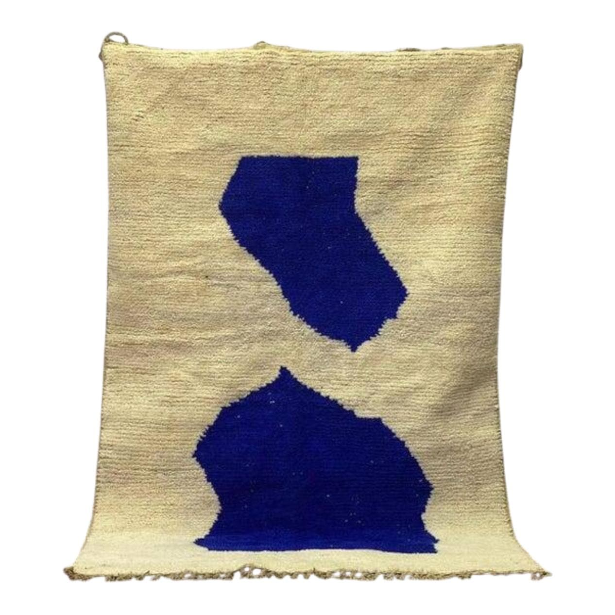 Ręcznie tkany dywan 250x150 cm, wełna, beżowy, niebieski, Maroko