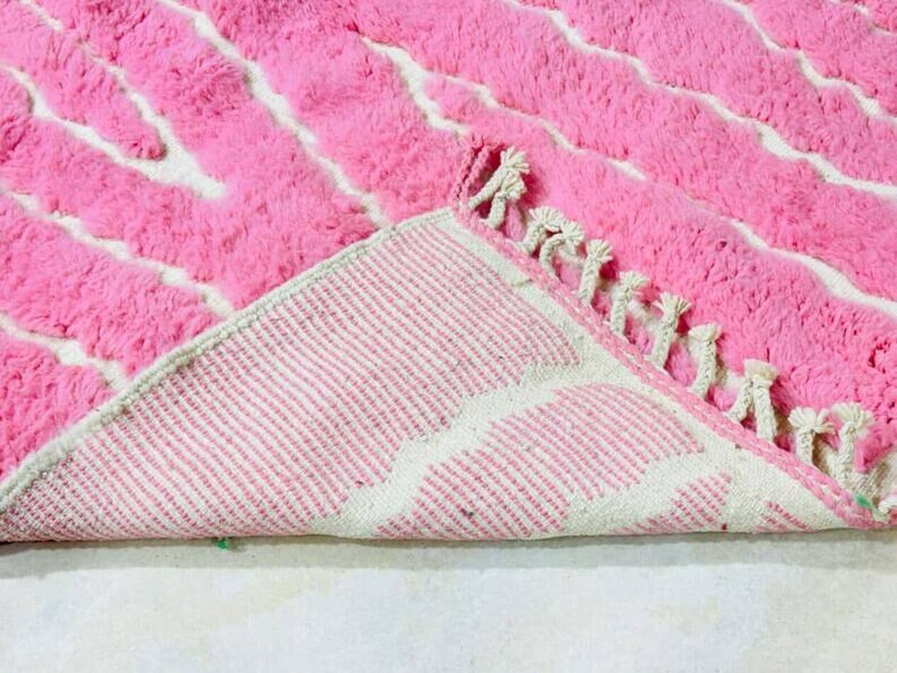 Ręcznie tkany dywan 250x150 cm, wełna, różowy, Maroko - 200775