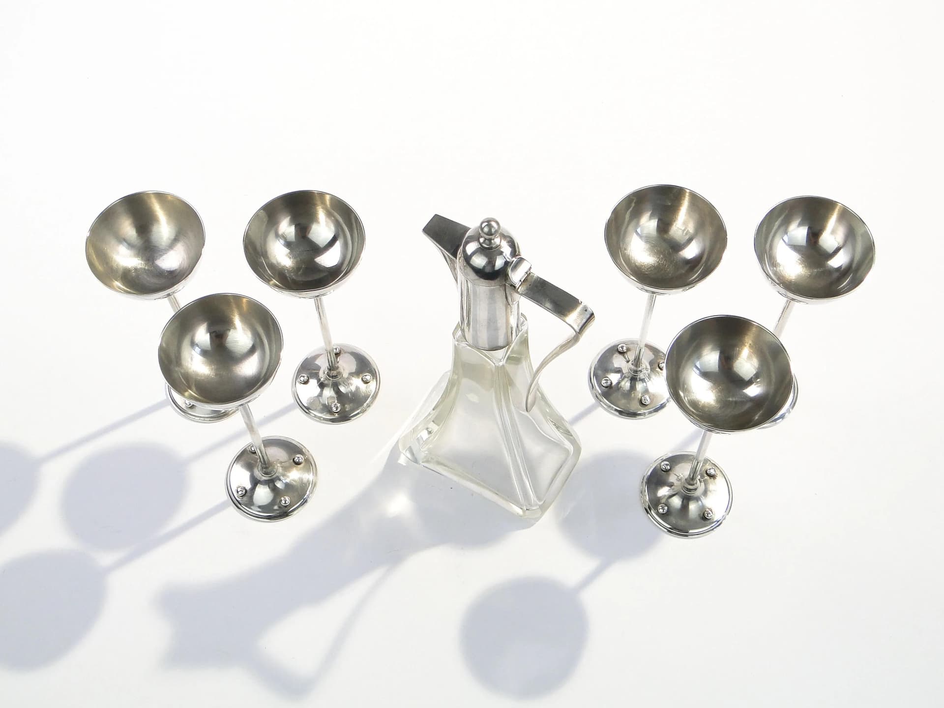 Liqueur set Art Deco, silver, crystal, silver, Germany, 1920s - 14057