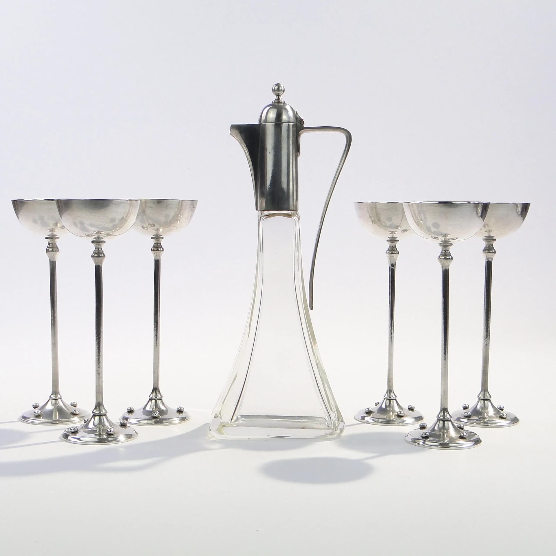 Liqueur set Art Deco, silver, crystal, silver, Germany, 1920s - 14051