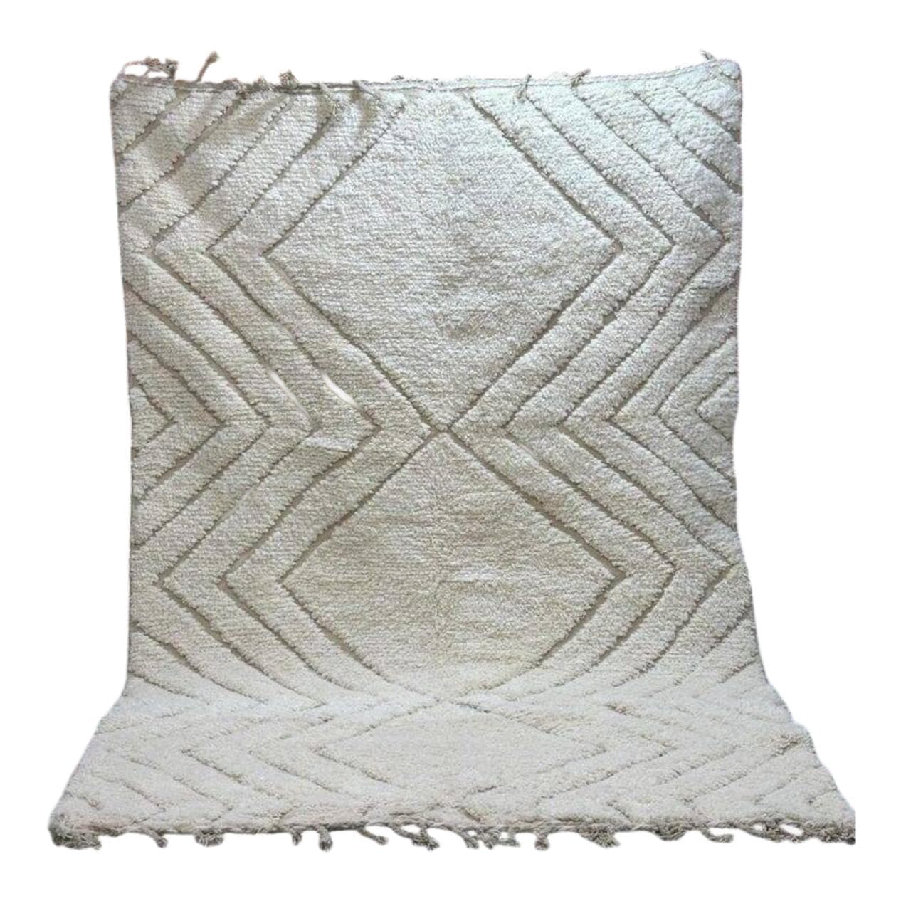 Ręcznie tkany dywan 200x300 cm, wełna, biały, beżowy, Maroko