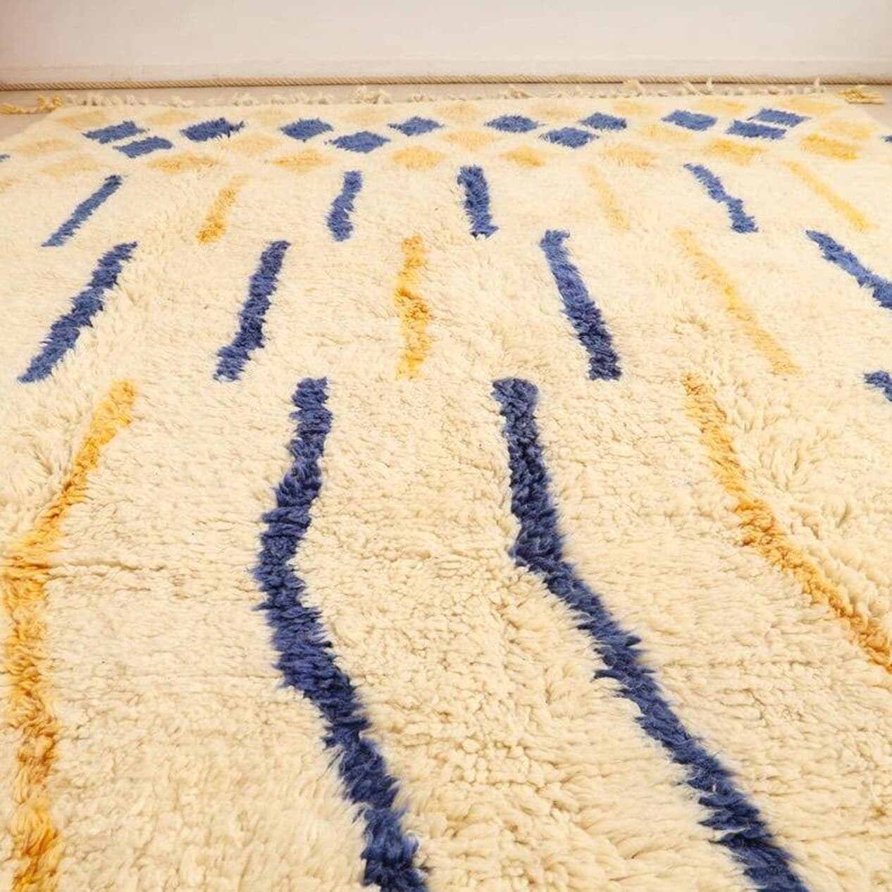 Ręcznie tkany dywan 200x300 cm, wełna, kość słoniowa, Maroko - 200706