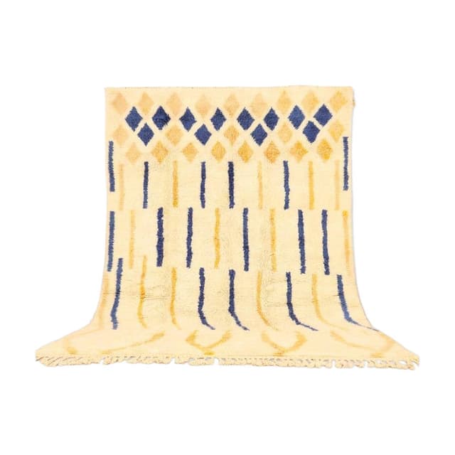 Ręcznie tkany dywan 200x300 cm, wełna, kość słoniowa, Maroko - WYMIARY