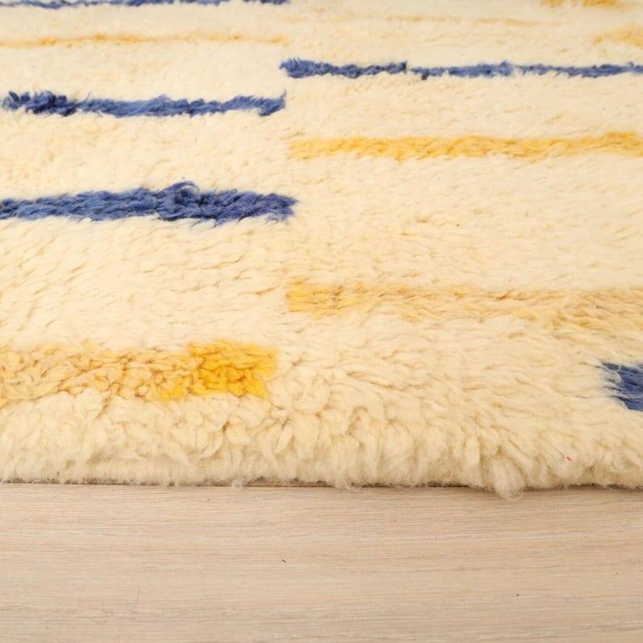 Ręcznie tkany dywan 200x300 cm, wełna, kość słoniowa, Maroko - 200703