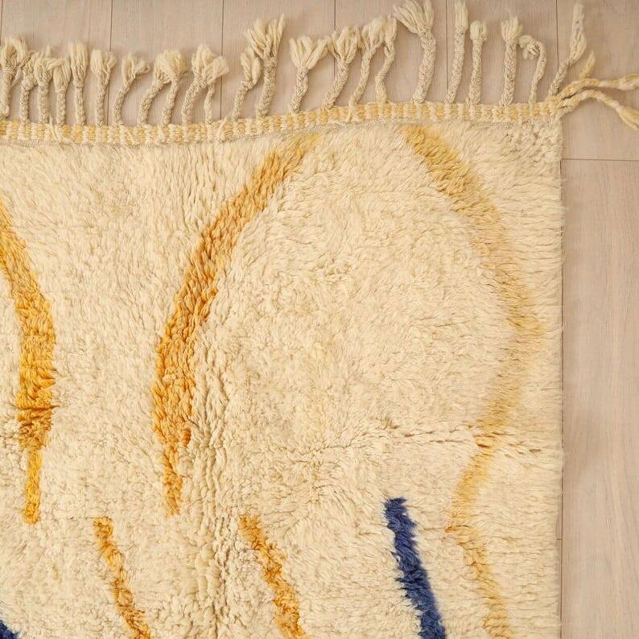 Ręcznie tkany dywan 200x300 cm, wełna, kość słoniowa, Maroko - 200705