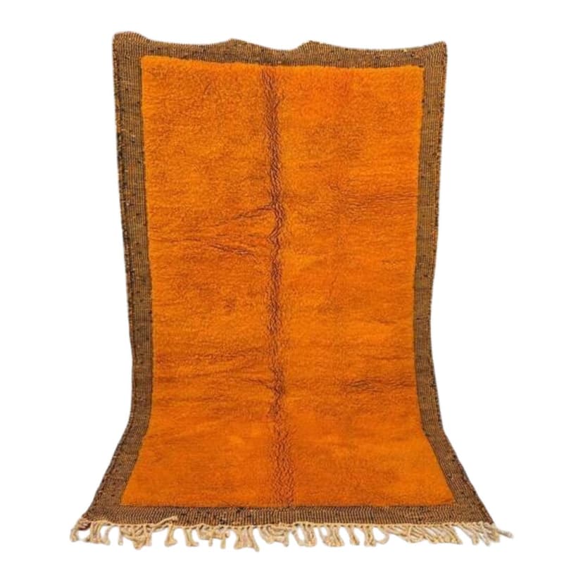 Ręcznie tkany dywan 250x150 cm, wełna, pomarańczowy, brązowy, Maroko