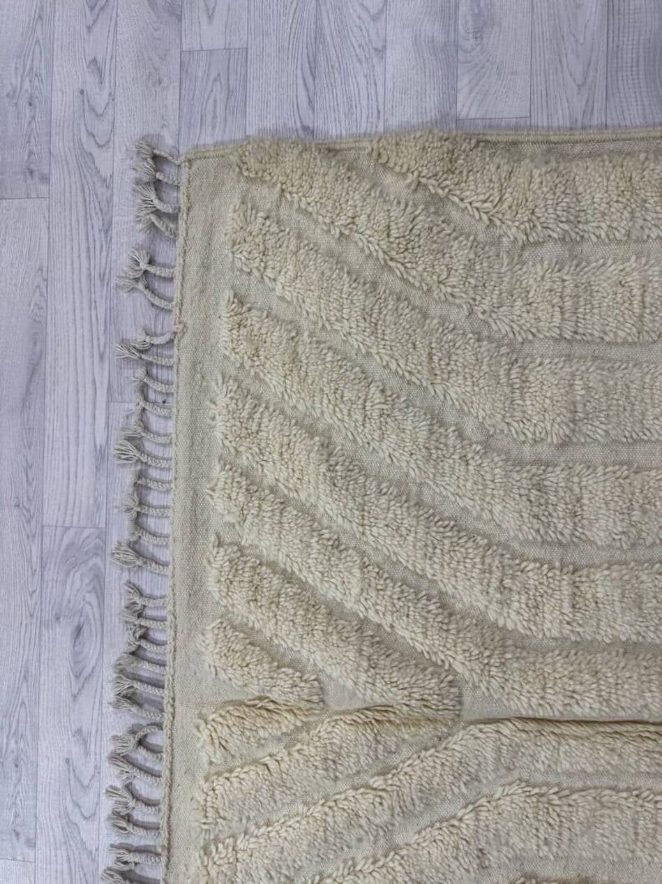 Ręcznie tkany dywan 250x150 cm, wełna, biały, Maroko - 200647