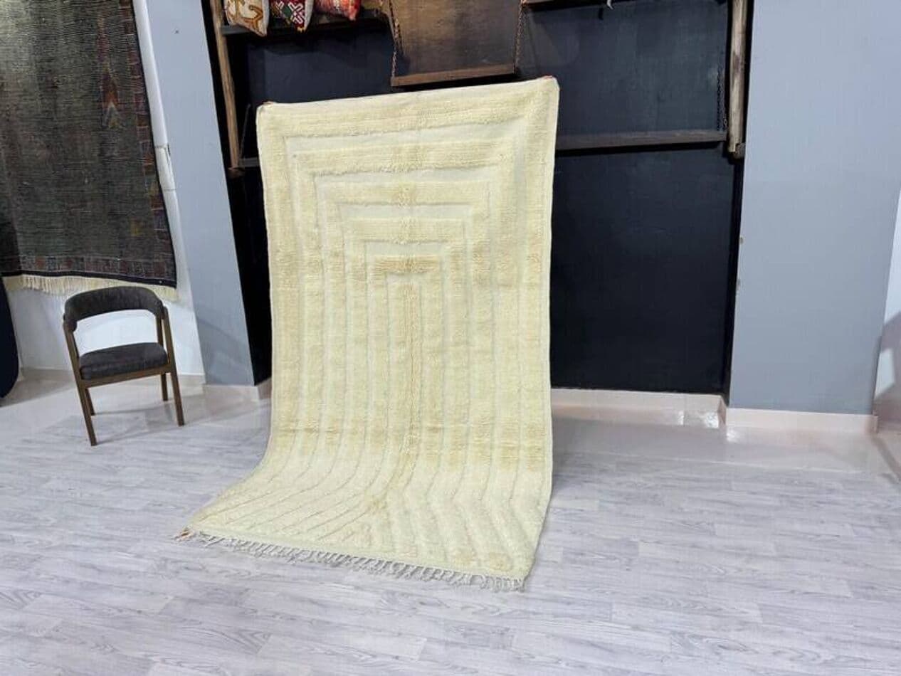 Ręcznie tkany dywan 250x150 cm, wełna, biały, Maroko - 200642