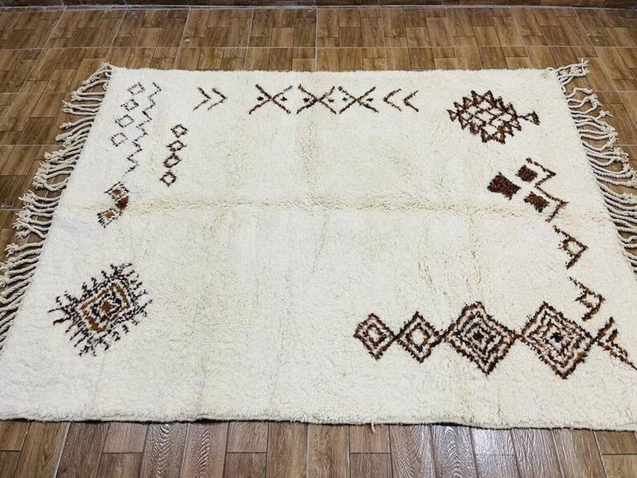 Ręcznie tkany dywan 250x150 cm, wełna, biały, Maroko - 201698