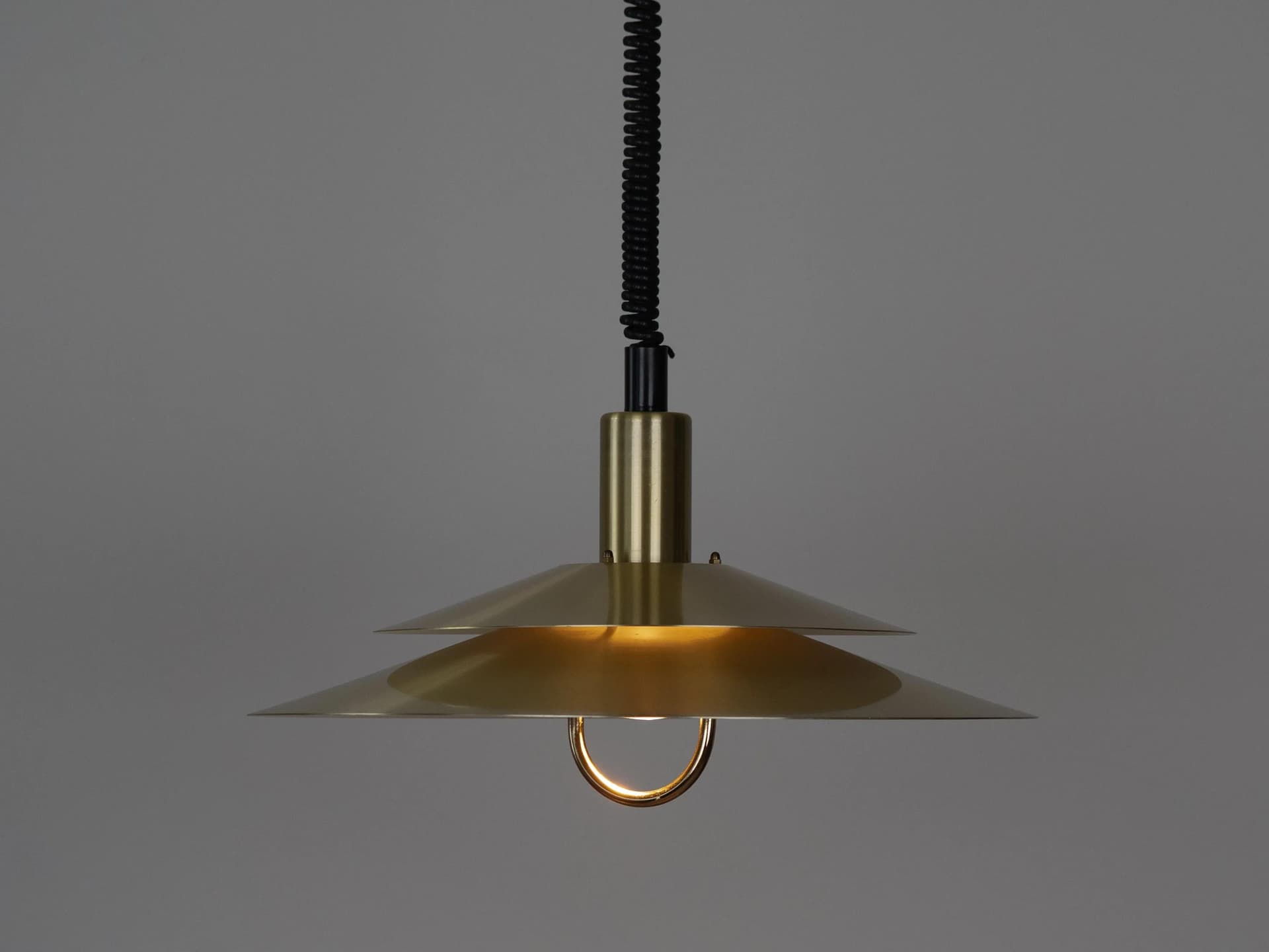 Golden Aluminum Pendant Lamp, Scandinavian Style, Denmark, 1970s - 14573