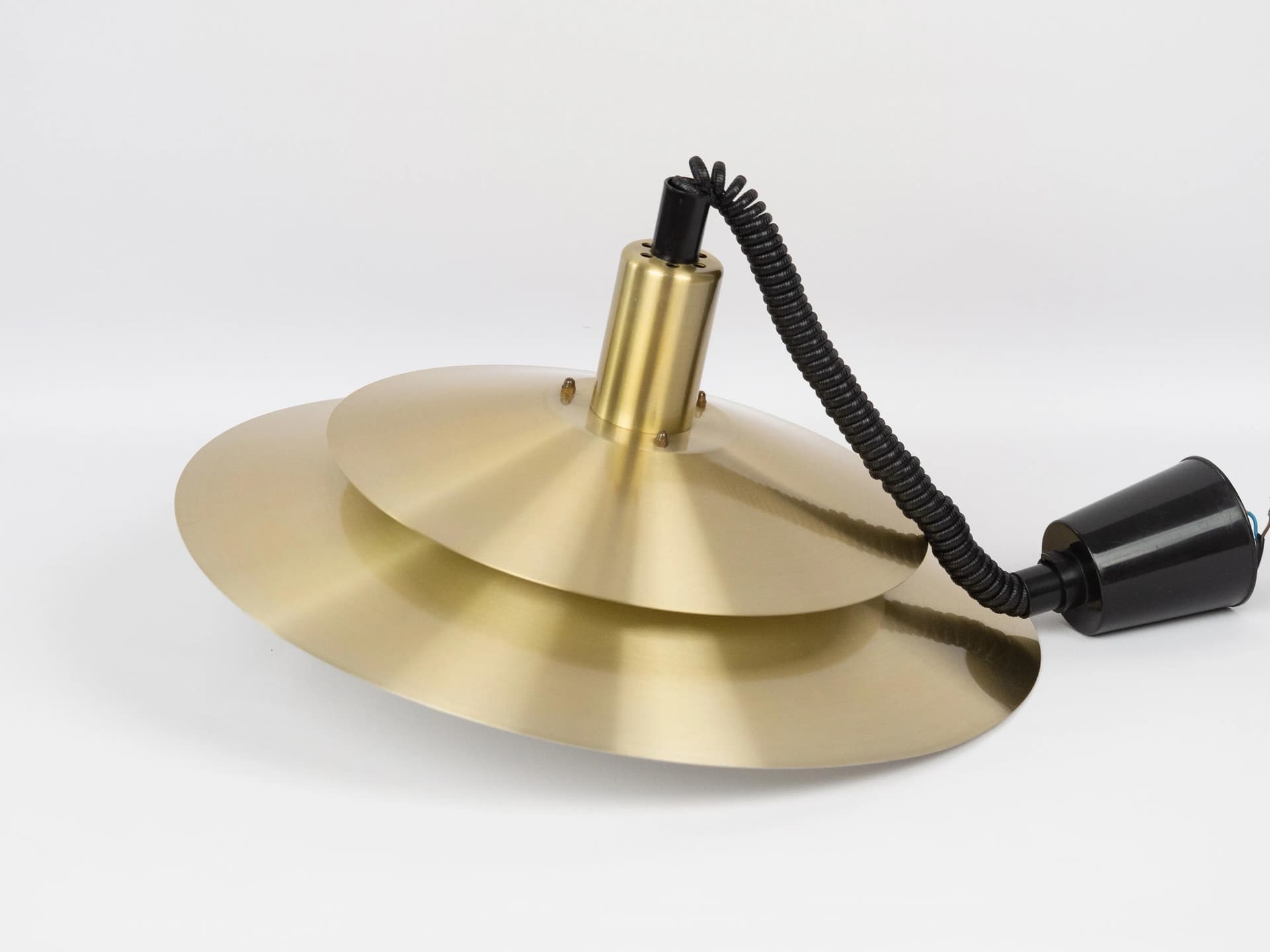 Golden Aluminum Pendant Lamp, Scandinavian Style, Denmark, 1970s - 14576