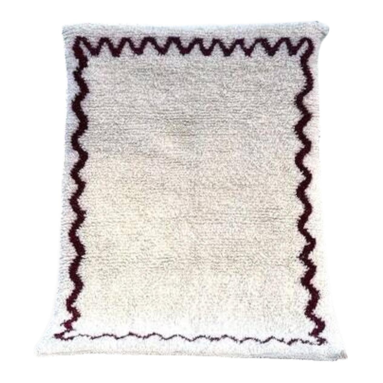 Ręcznie tkany dywan 250x150 cm, wełna, biały, bordowy, Maroko