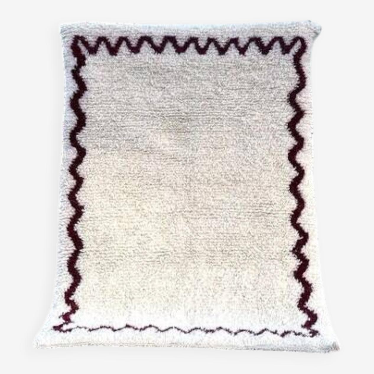 Ręcznie tkany dywan 250x150 cm, wełna, biały, bordowy, Maroko - 201675