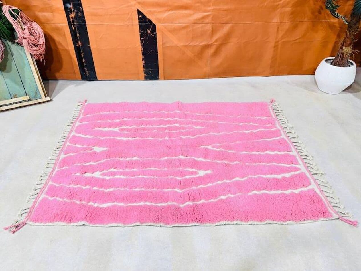 Ręcznie tkany dywan 250x150 cm, wełna, różowy, Maroko - 201670