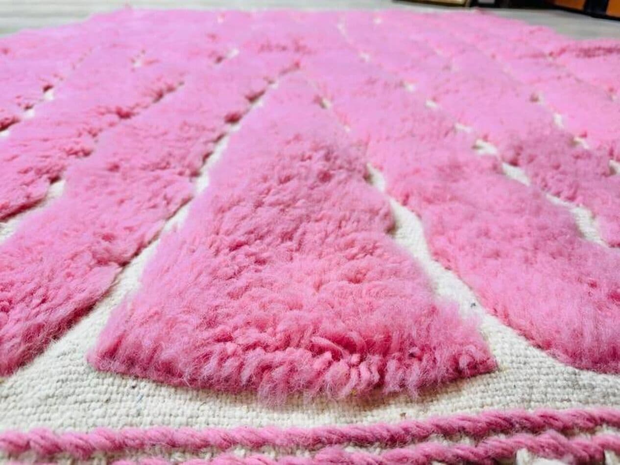 Ręcznie tkany dywan 250x150 cm, wełna, różowy, Maroko - 201671