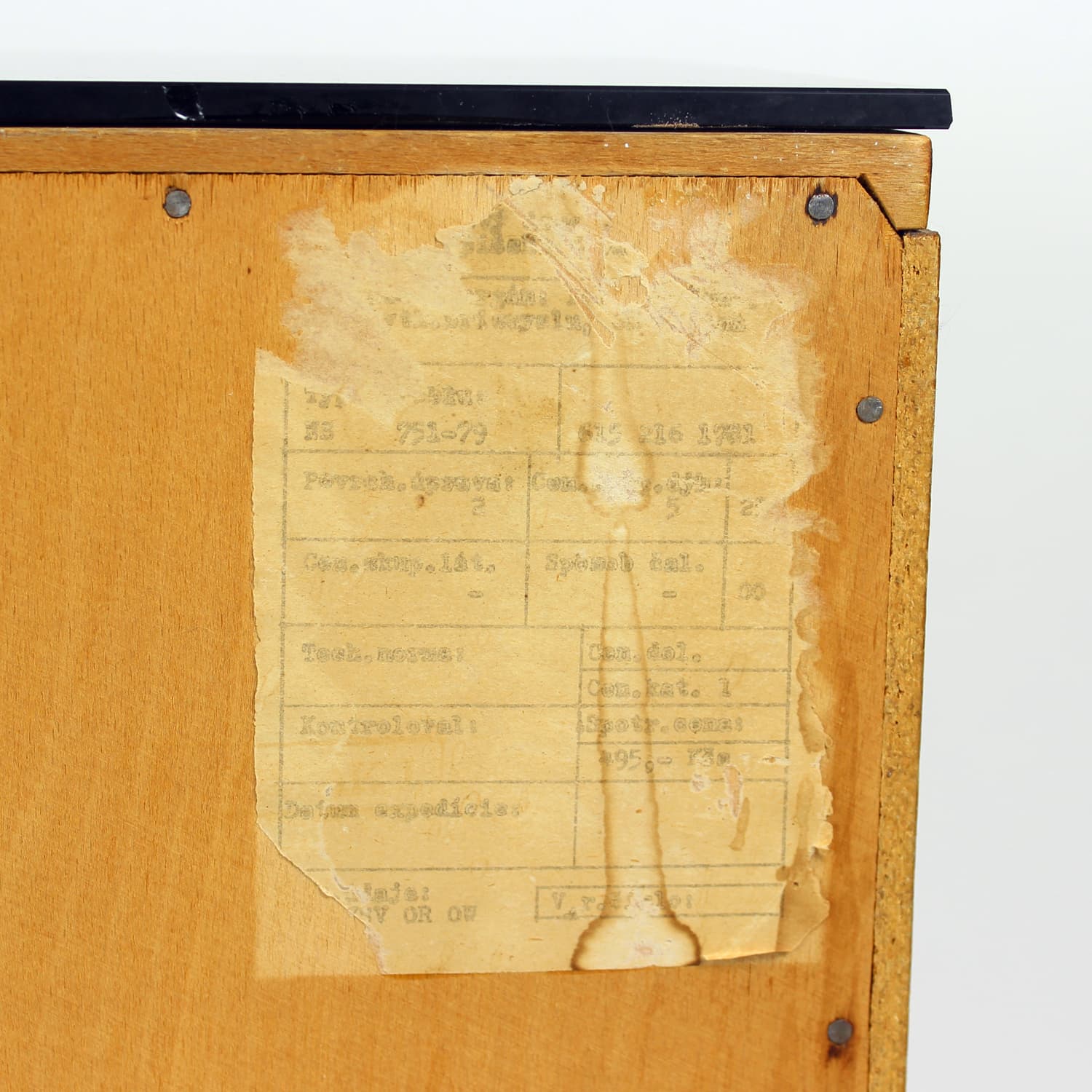 Para stolików nocnych, orzech brązowy, szkło czarne, Czechosłowacja, lata 60. - 201128