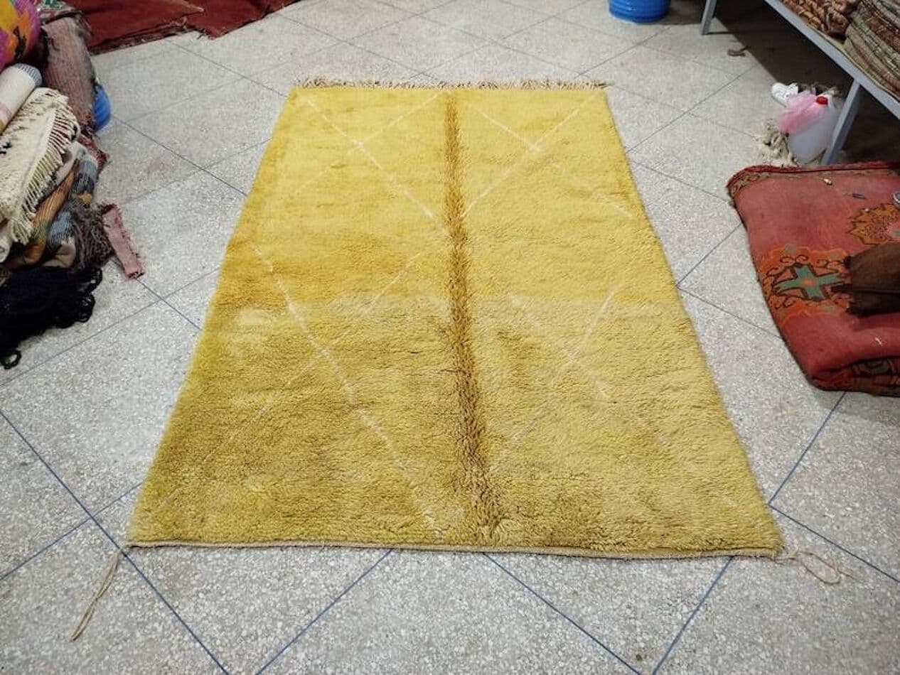 Ręcznie tkany dywan 250x150 cm, wełna, żółty, Maroko - 201654