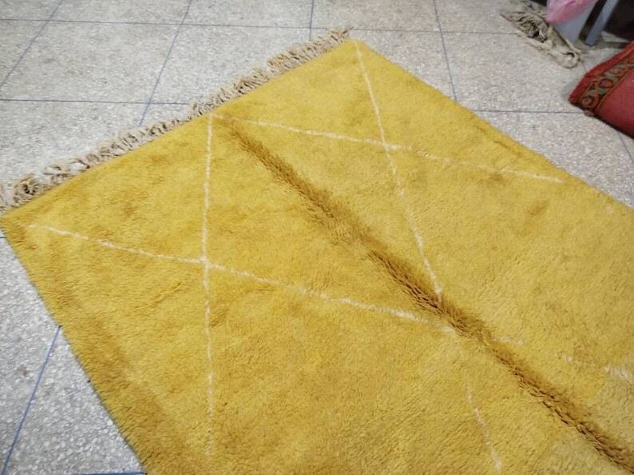 Ręcznie tkany dywan 250x150 cm, wełna, żółty, Maroko - 201652