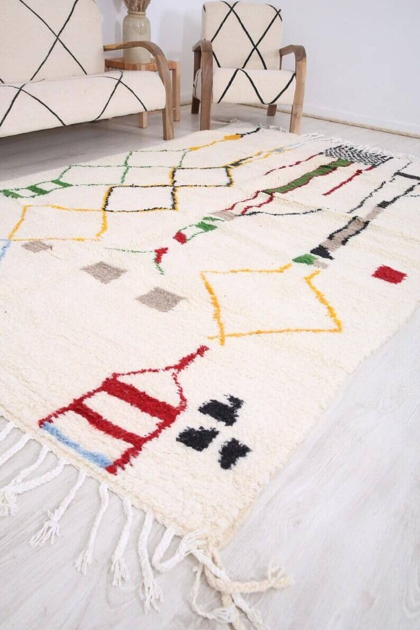 Ręcznie tkany dywan 250x150 cm, wełna, multikolor, Maroko - 201643